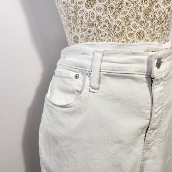 Madewell Women's 32 White Zip Belt Loop Cali Demi- Boot Crop Jeans Stretch - Picture 5 of 16
